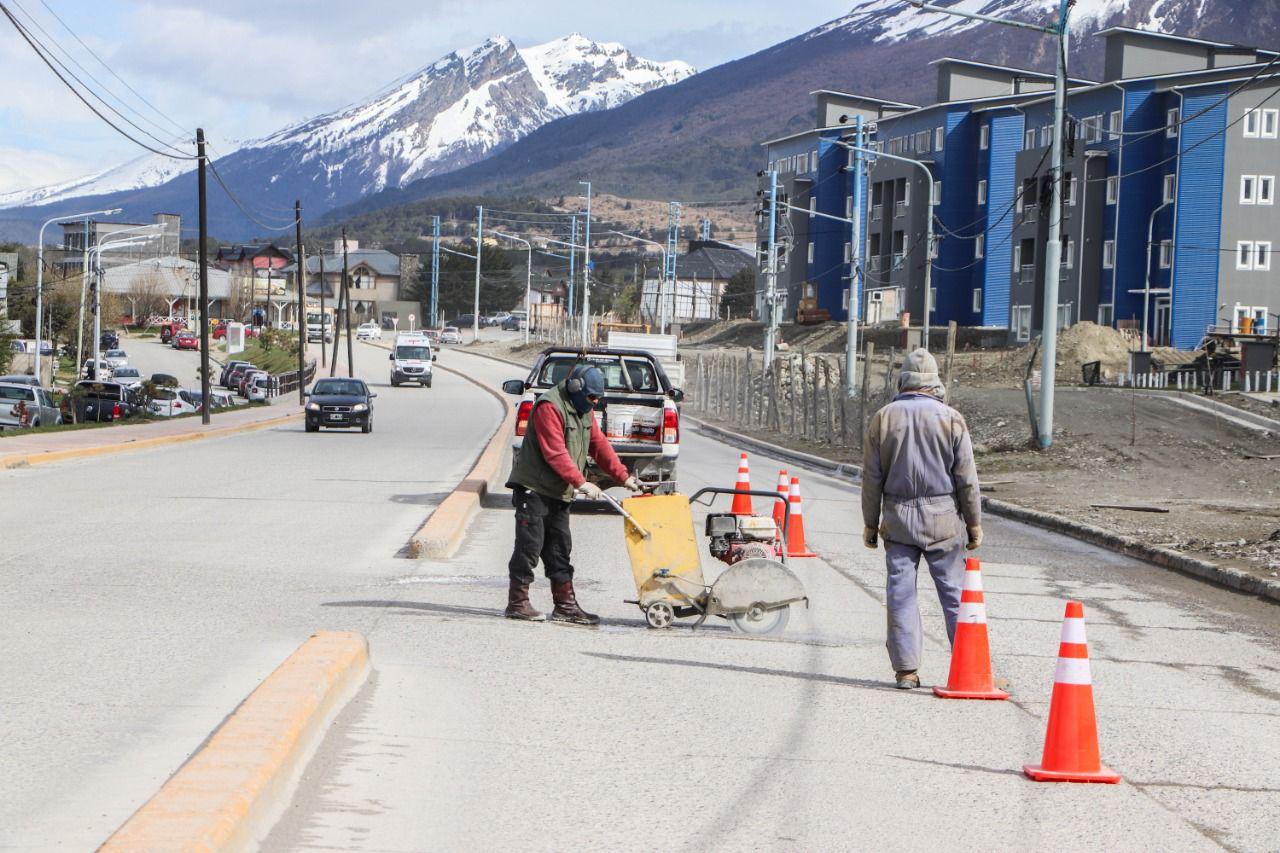 Trabajos vial Hipólito Yrigoyen Ushuaia